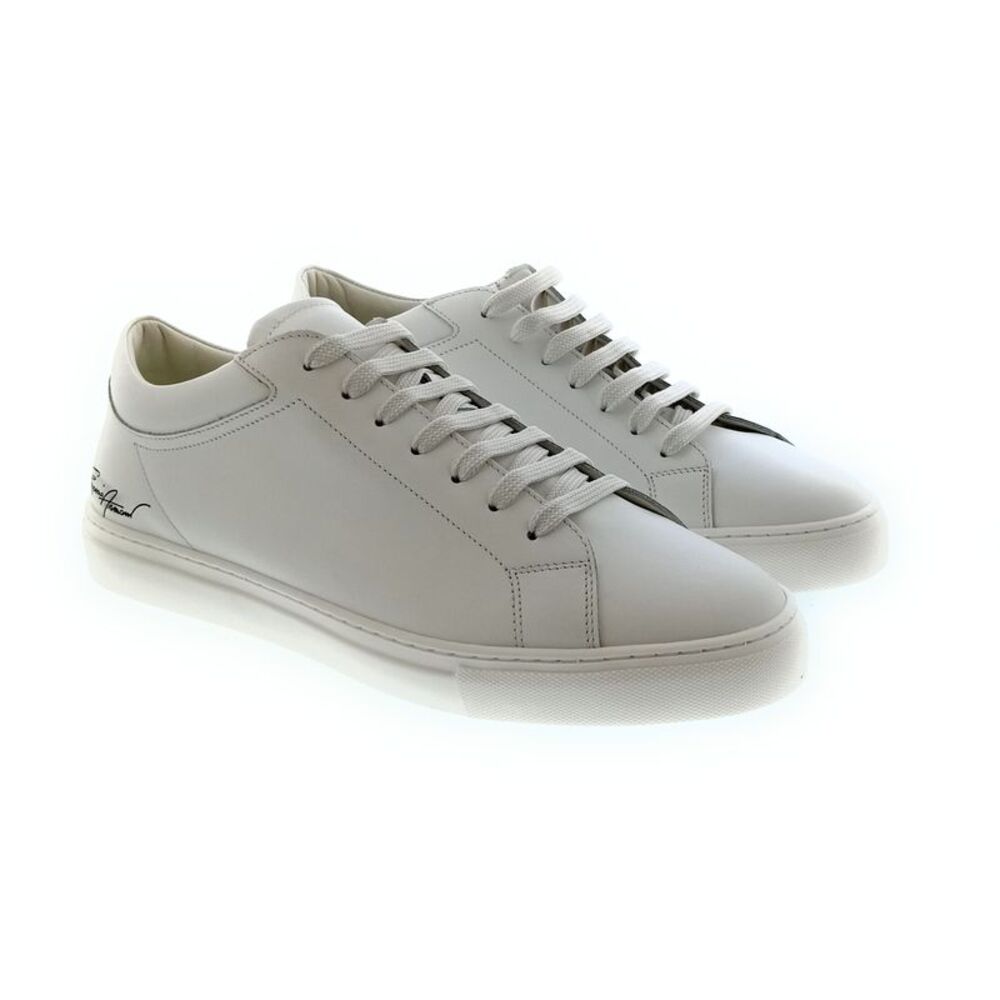 Emporio Armani Women's White Signature Leather Sneakers